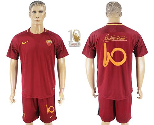 Roma #10 Totti Red Retire Soccer Club Jersey - Click Image to Close